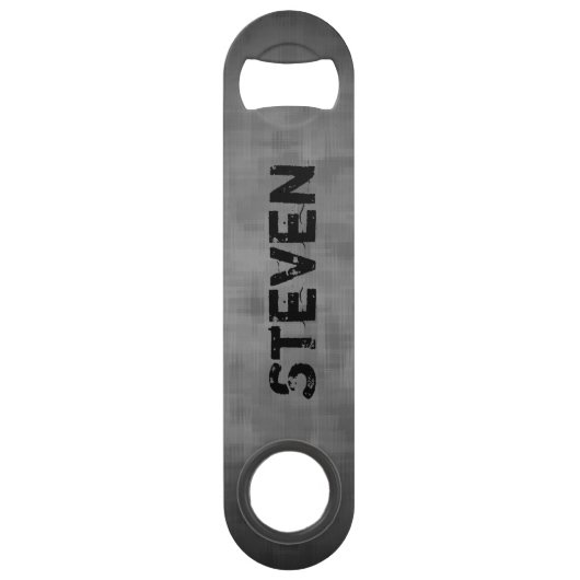 Graugrau mit Ihrem Namen Modernes Design Speedflaschenöffner (Rückseite)