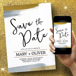 Graugraue minimalistische abstrakt moderne Save th Einladung