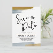 Graugraue minimalistische abstrakt moderne Save th Einladung (Stehend Vorderseite)