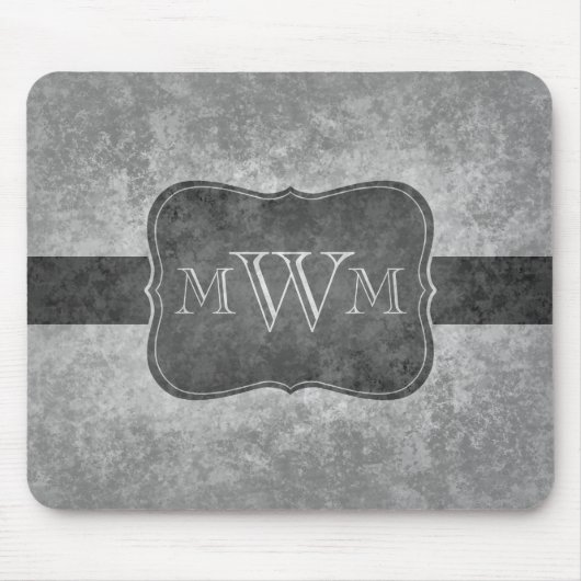 Graugraue Monogramm Mousepad (Vorne)