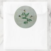 Graugrün mit botanischen Veilchen Runder Aufkleber (Tasche)