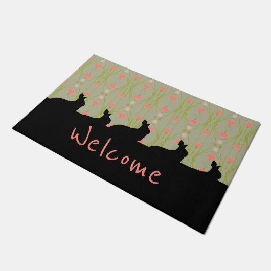 Graugrün mit sonnigen Silhouetten Fußmatte (Schrägansicht)