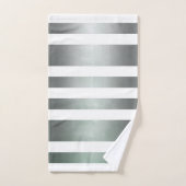 Graugrün Weiß rustikal gestreift Badhandtuch Set (Handtuch)