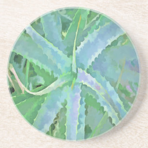 Graugrüne Aloe Abstrakte Malerei Getränkeuntersetzer