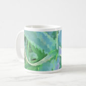 Graugrüne Aloe Abstrakte Malerei Kaffeetasse (Vorderseite Links)