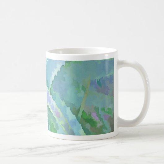 Graugrüne Aloe Abstrakte Malerei Kaffeetasse (Rechts)