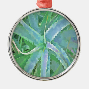 Graugrüne Aloe Abstrakte Malerei Ornament Aus Metall