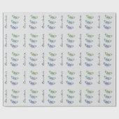 Graugrüne blaue Schmetterlinge Personalisiert Gebu Geschenkpapier (Flach)