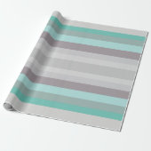 Graugrüne blaue Streifen Geschenkpapier (Ungerollt)