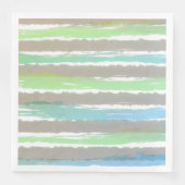 Graugrüne blaue Wasserfarben Streifen Serviette (Vorderseite)