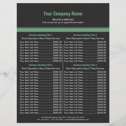 Graugrüne, einfache Grenzpreisliste 4 Flyer (Vorne)