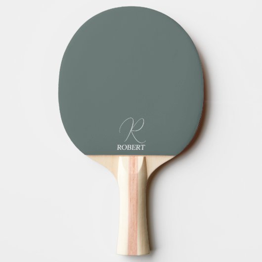 Graugrüne Mit Monogramm Ping Pong Paddle Tischtennis Schläger (Rückseite)