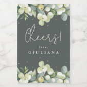 Graugrüne Snowberry+Eucalyptus Bachelorette Mini Weinetikett (Einzelnes Label)