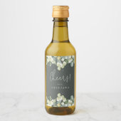 Graugrüne Snowberry+Eucalyptus Bachelorette Mini Weinetikett (Vorderseite)