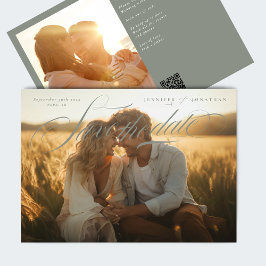 Graugrüner Klassiker QR Code Zwei Foto Save The Date