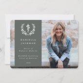 Graugrünes Asklepius Medical Abschluss Foto Ankündigung (Vorderseite)