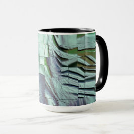 Graugrünes Mosaik mit weichen Skulpturen und Satin Tasse