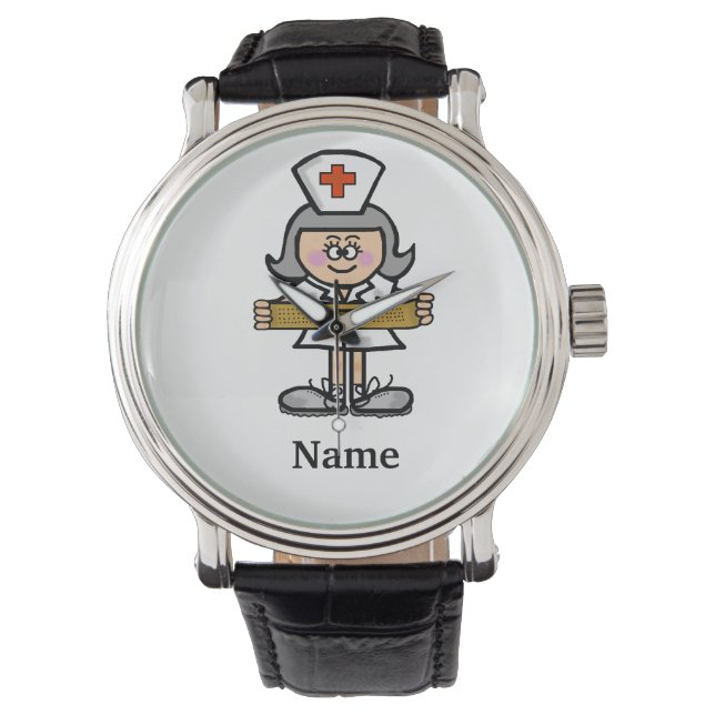Grauhaar Weibliche Krankenpflege passen sie an! Armbanduhr (Vorderseite)
