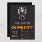 Grauhaarige Gothic Girl Black Halloween Invitat Einladung (Vorne/Hinten)