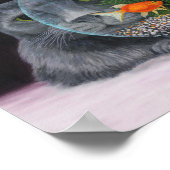 Grauhaarige Katze und Fischschüssel Poster (Ecke)