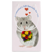 GrauHamster mit einem Bouquet essbaren Valentiner Kleine Geschenktüte (Rückseite)