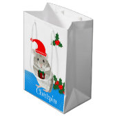 GrauHamster personalisiert Mittlere Geschenktüte (Vorderseite Schrägansicht)
