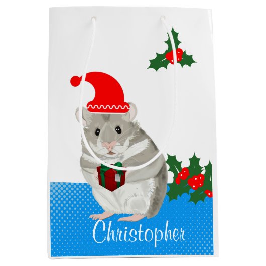 GrauHamster personalisiert Mittlere Geschenktüte (Vorderseite)