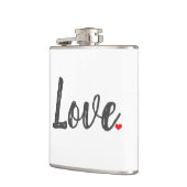 Grauhandgeschriebene LIEBE + Roter HERZ | Flachmann (Links)