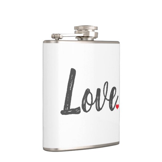 Grauhandgeschriebene LIEBE + Roter HERZ | Flachmann (Rechts)