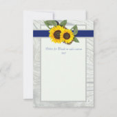 Grauholz Blauer Sonnenblume Rustikale Hochzeitsleh Einladung (Vorderseite)