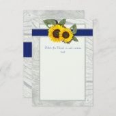 Grauholz Blauer Sonnenblume Rustikale Hochzeitsleh Einladung (Vorne/Hinten)