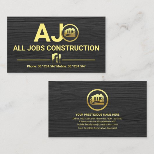 Grauholz-Monogramm-Konstruktion Visitenkarte (Vorne/Hinten)