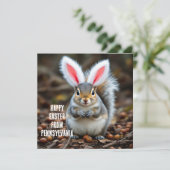 Grauhörnchen mit Kaninchenohren Feiertagskarte (Stehend Vorderseite)