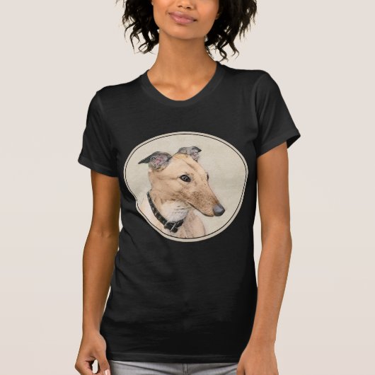 Grauhound-Malerei - Niedliche Original Hundekunst T-Shirt (Vorderseite)
