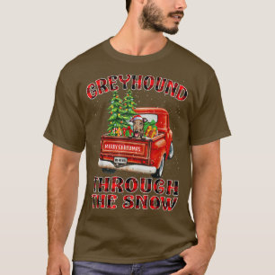 Grauhund Durch Den Schnee Weihnachtswagen Kariert T-Shirt