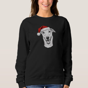 Grauhund-Handzeichnung Weihnachten Santa-Hund Sweatshirt