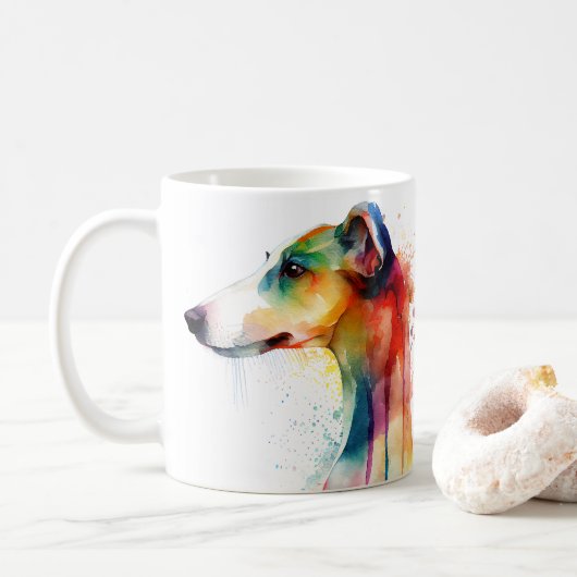 Grauhund Hund Kaffeepause Tasse, Cup Kaffeetasse (Mit Donut)