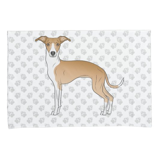 Grauhund-Hund mit Pfoten Kissenbezug (Vorderseite-Rechts)