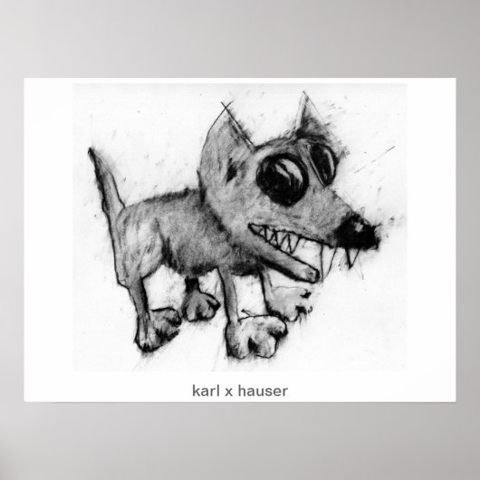 Grauhund mit Zähnen Poster (Vorne)