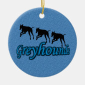 Grauhund-Silhouetten springen Hunde-Ornament Keramikornament (Vorne)