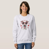 Grauhund-Valentins-Ölgemälde-Hundeporträt Sweatshirt (Vorne ganz)