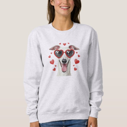 Grauhund-Valentins-Ölgemälde-Hundeporträt Sweatshirt (Vorderseite)