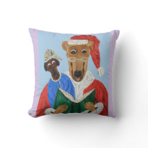 Grauhund Weihnachtsmann liest einem Welpen