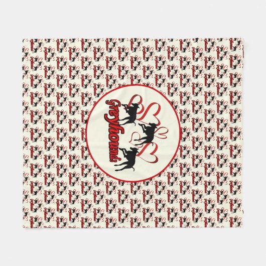 Grauhunde Hunde und rote Herzen Fleecedecke (Vorderseite (Horizontal))