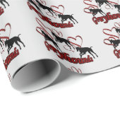 Grauhunde Hunde und rote Herzen Geschenkpapier (Rolleneckpunkt)