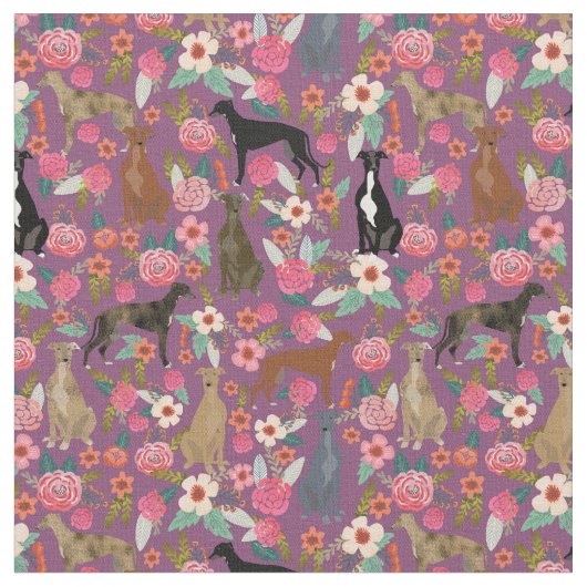 Grauhunde Vintage Blumen lila Stoff (Nahaufnahme)