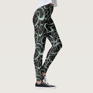 Graujade Black Mod Retro Loops Muster Leggings