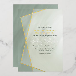 Graujade Goldrahmen Typografie Hochzeit Gold Folieneinladung