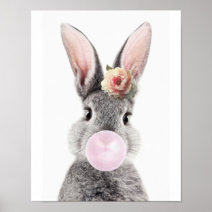 Graukaninchen blasen Kaugummi Anemon Blume Poster