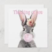 Graukaninchen bläst Kaugummi mit anemonischer Blum (Vorne/Hinten)